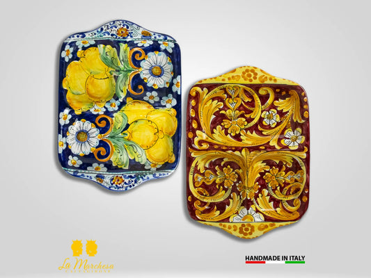 Antipastiera Ceramica di Caltagirone rettangolare 3 scomparti - Vari colori