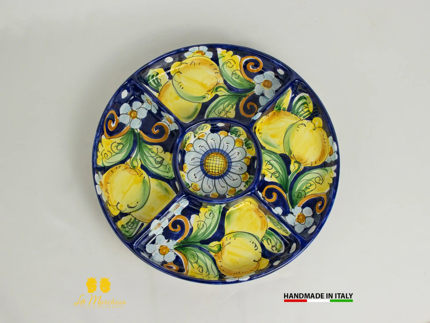 Antipastiera Ceramica di Caltagirone tonda 5 scomparti - Vari Modelli