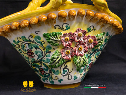 Vaso Coffa Siciliana portavaso Ceramica di Caltagirone fiori applicati