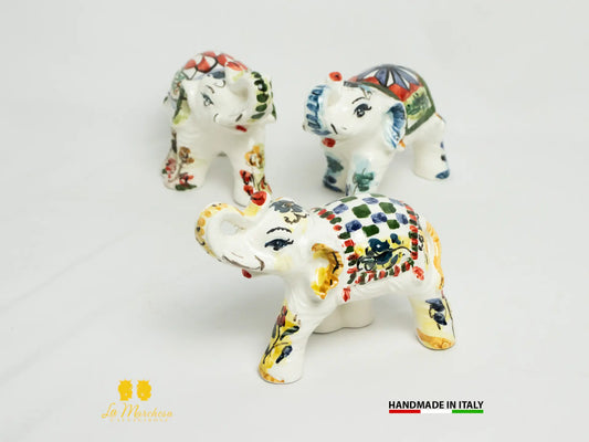 Elefante in Ceramica di Caltagirone bianco bomboniera