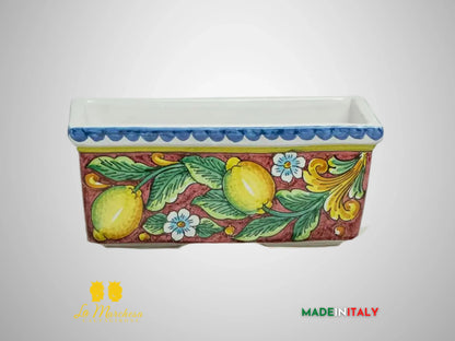 Fioriera da esterno rettangolare ceramica di Caltagirone Limoni 32cm