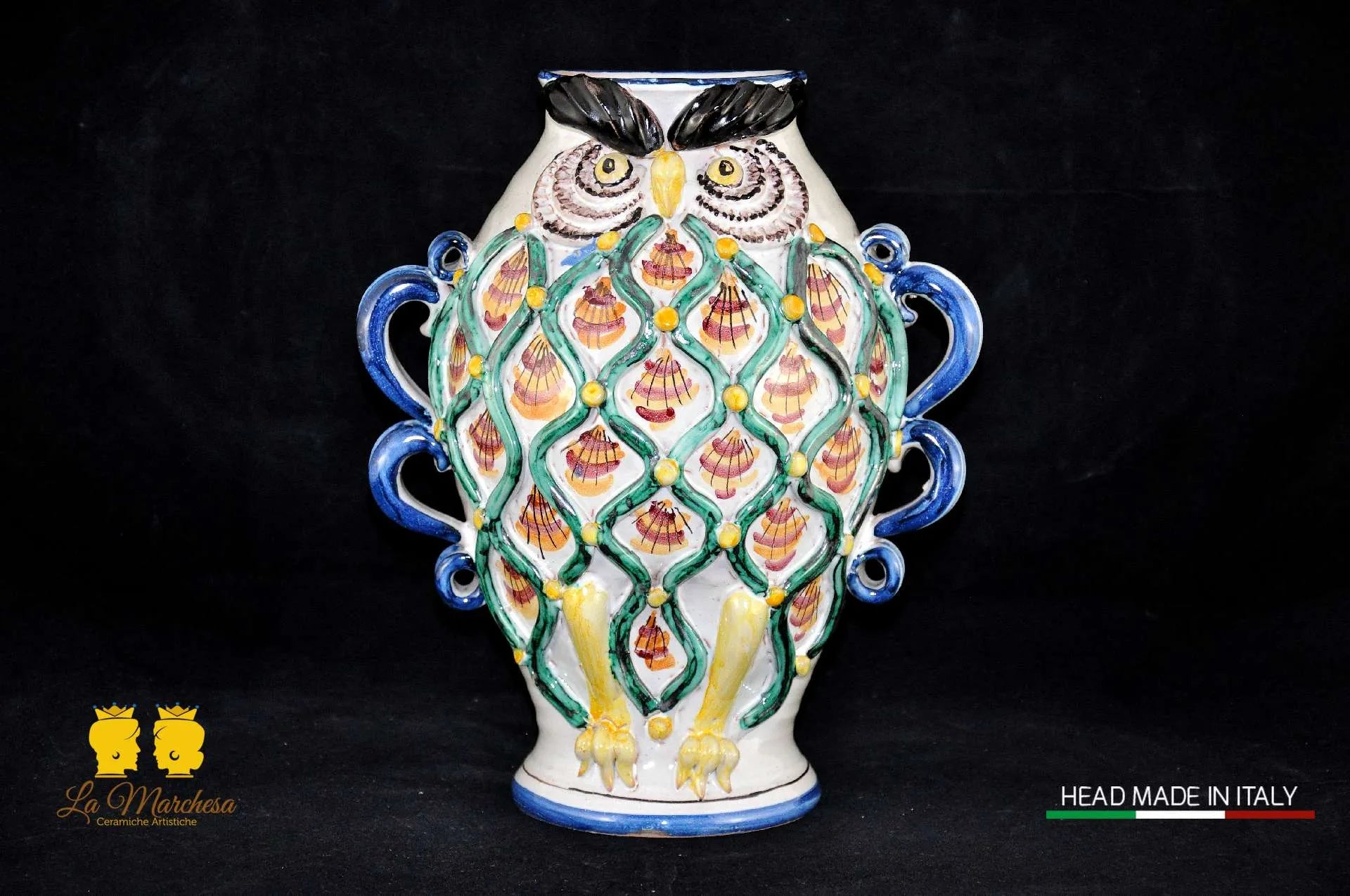 Vasi Gufo in ceramica di Caltagirone decorati a mano 28cm - vari decori