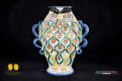 Vasi Gufo in ceramica di Caltagirone decorati a mano 28cm - vari decori