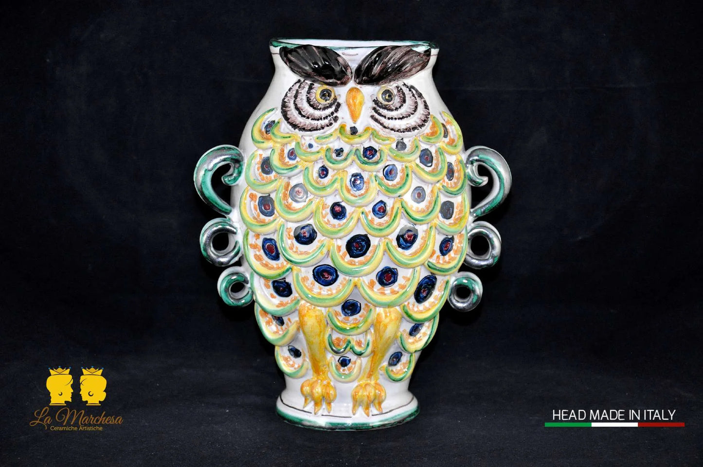 Vasi Gufo in ceramica di Caltagirone decorati a mano 28cm - vari decori