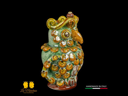 Gufo in ceramica di Caltagirone madreperla 17cm