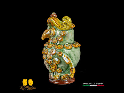 Gufo in ceramica di Caltagirone madreperla 17cm