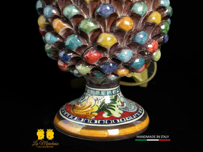 Lampada Pigna Siciliana Ceramica di Caltagirone multicolore madreperla - Varie Misure