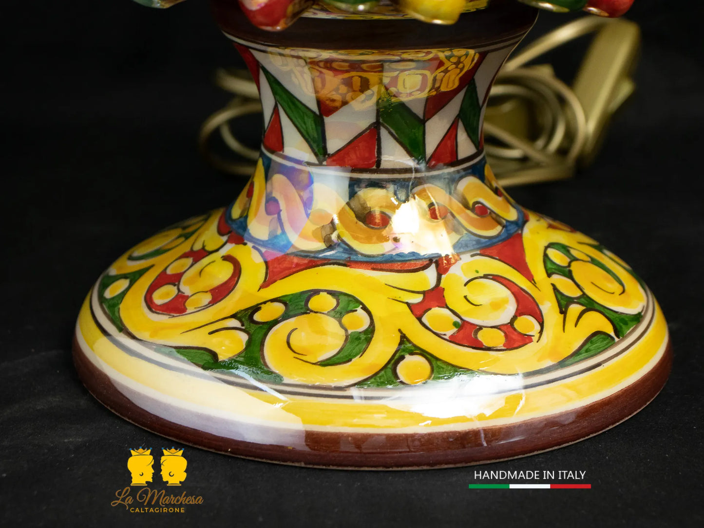 Lampada Pigna Siciliana Ceramica di Caltagirone multicolore madreperla - Varie Misure