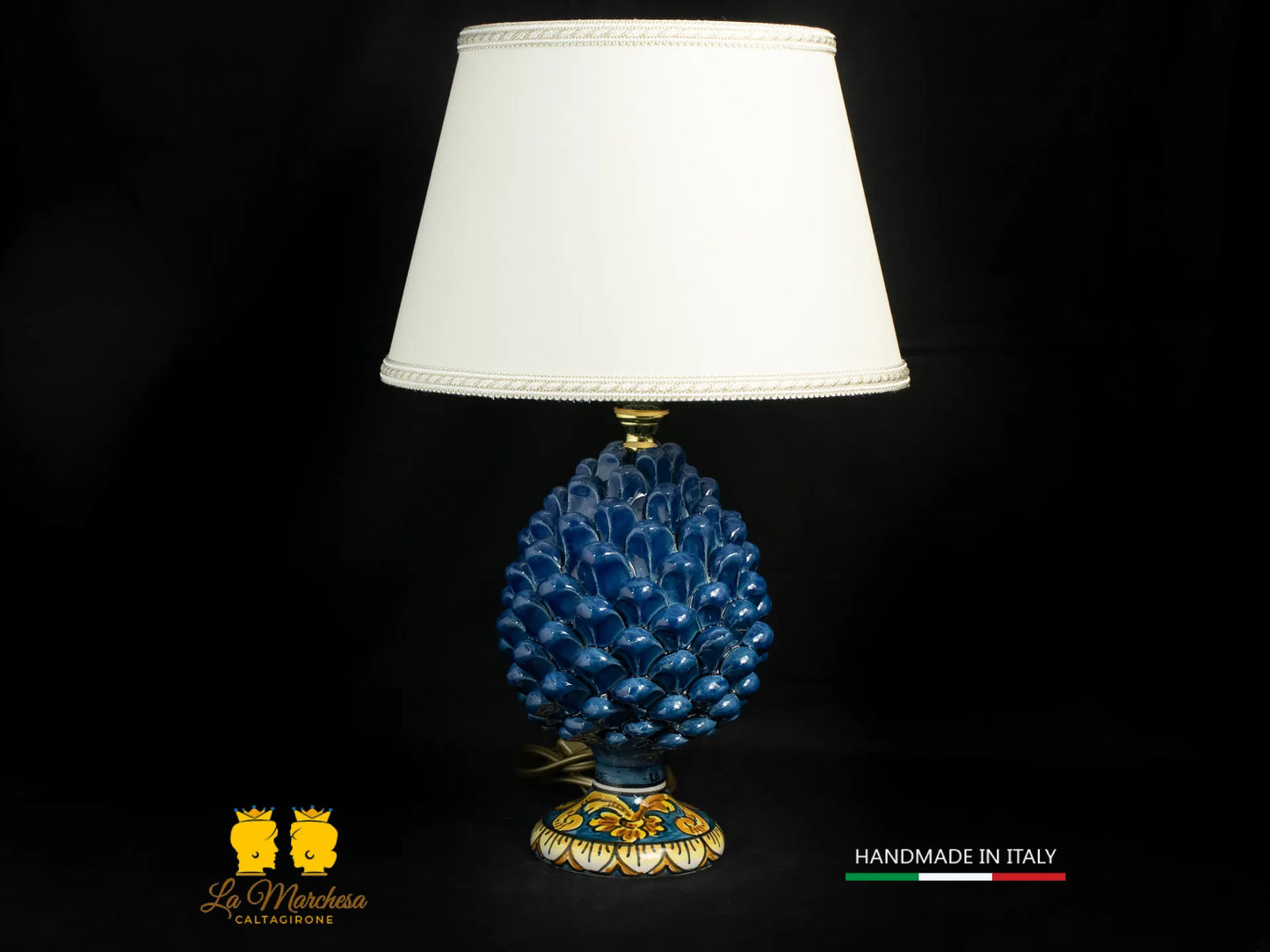 Lampada Pigna Siciliana Ceramica di Caltagirone base ornato 20cm