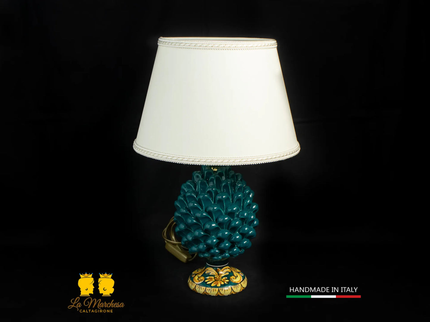 Lampada Pigna Siciliana Ceramica di Caltagirone base ornato 20cm