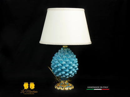 Lampada Pigna Siciliana Ceramica di Caltagirone base ornato 20cm