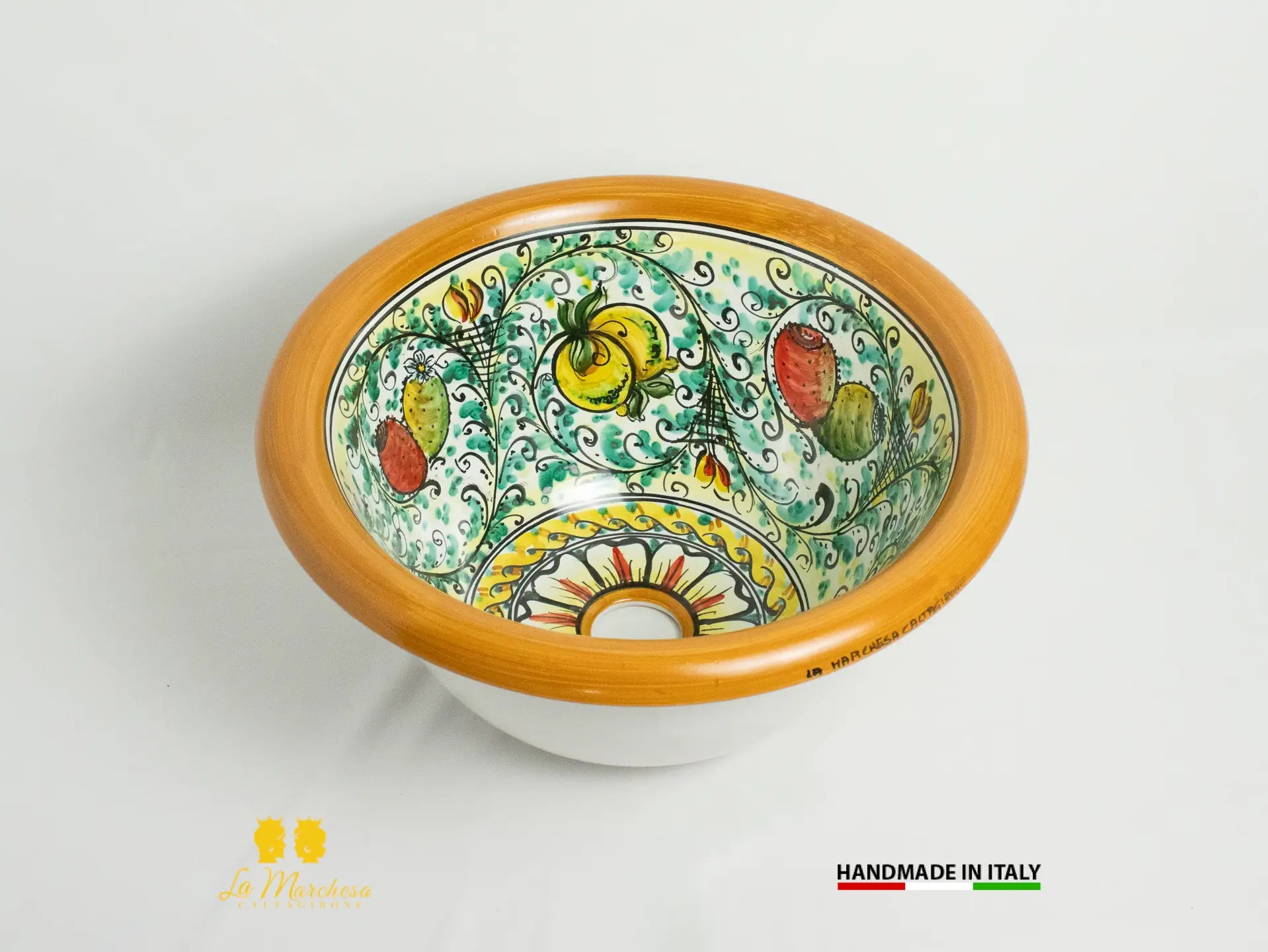 Lavandino in Ceramica di Caltagirone per esterno/interno decorato a mano 40cm - vari decori