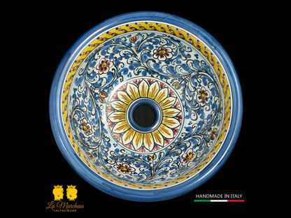 Lavandino in Ceramica di Caltagirone per esterno/interno decorato a mano 40cm - vari decori