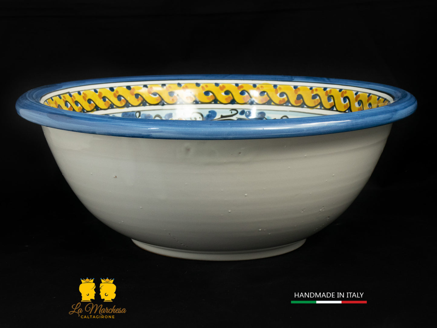 Lavandino in Ceramica di Caltagirone per esterno/interno decorato a mano 40cm - vari decori