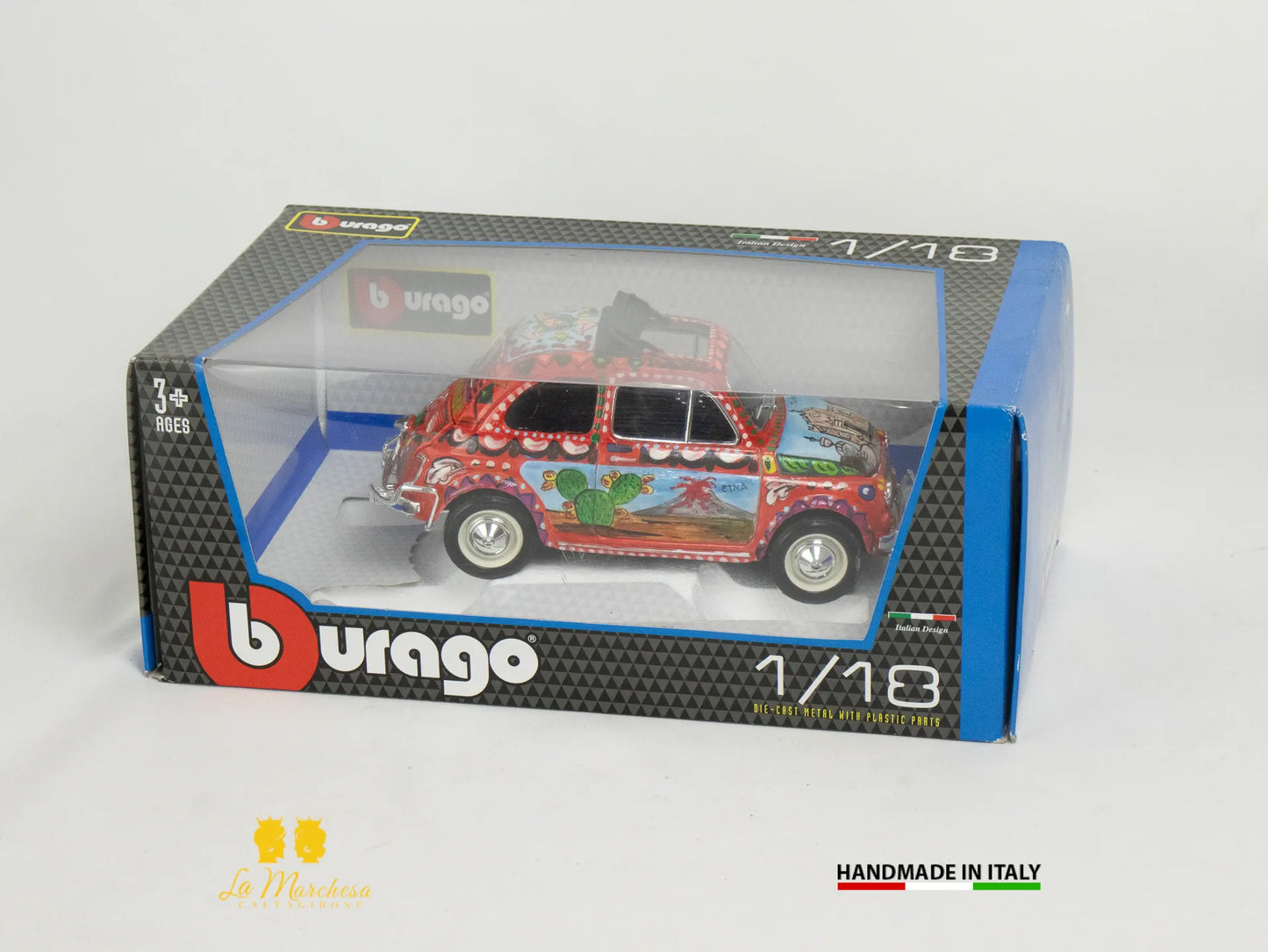 Modellino Bburago Fiat 500 d'epoca 1:18 decorata a mano - Vari modelli