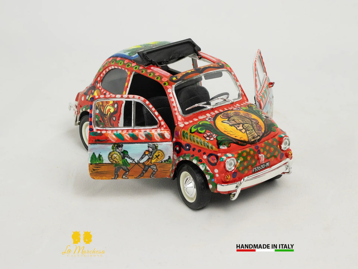 Modellino Bburago Fiat 500 d'epoca 1:18 decorata a mano  - Vari modelli