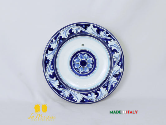 OUTLET - Piatto Ornato Blu in Ceramica di Caltagirone 25cm