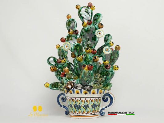 Pianta fichi d'india in Ceramica di Caltagirone artistica 25cm