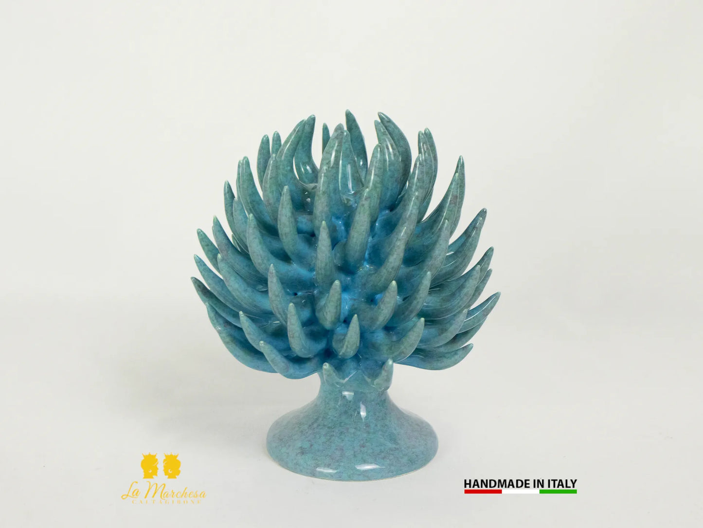 Pigna Anemoni in Ceramica di Caltagirone schizzi decorati a mano h14