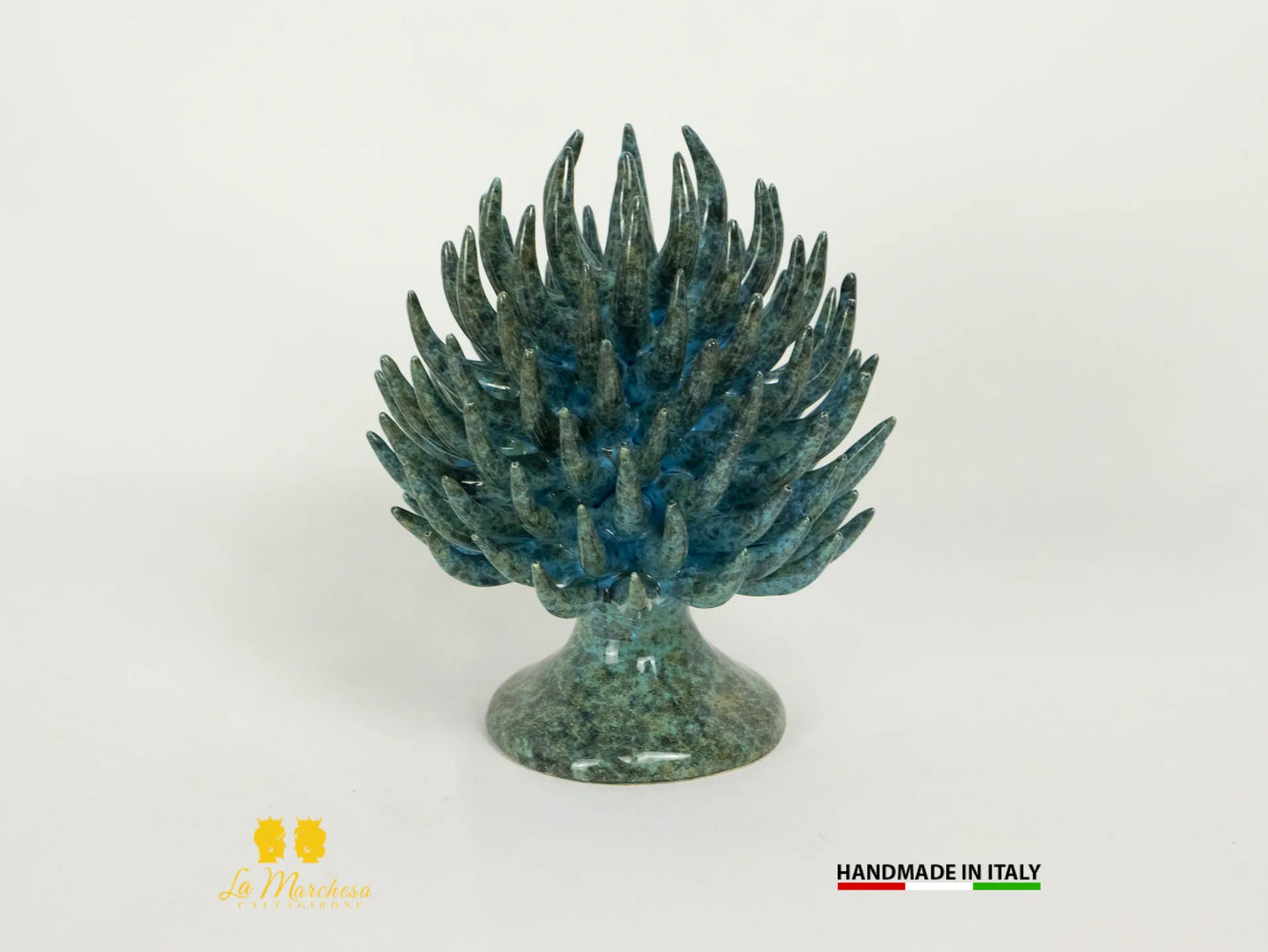 Pigna Anemoni in Ceramica di Caltagirone schizzi decorati a mano h14