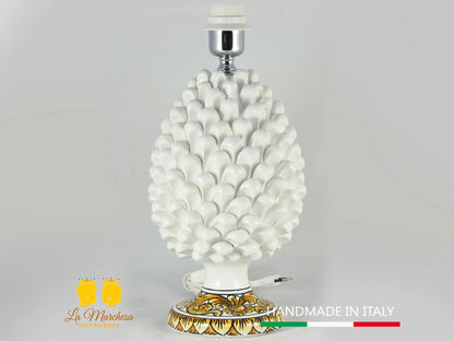 Lampada Pigna Siciliana Ceramica di Caltagirone base decorata 25cm.