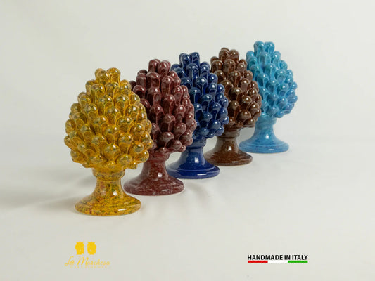 Pigna Siciliana Ceramica di Caltagirone Smalti schizzi 16cm - Vari Colori