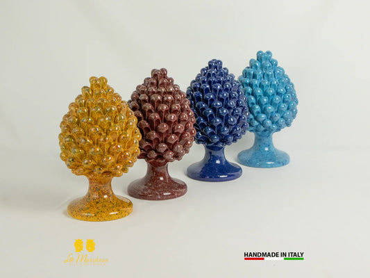 Pigna Siciliana Ceramica di Caltagirone Smalti schizzi 21cm - Vari Colori