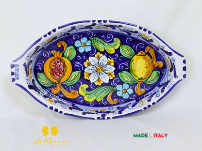 Pirofila in Ceramica di Caltagirone blu cobalto limoni - Diverse misure