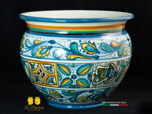 Portavaso Ceramica di Caltagirone Mattonelle siciliane azzurre