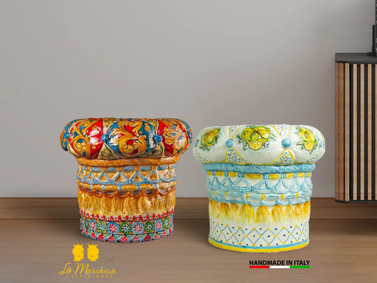 Pouf in Ceramica di Caltagirone design 45cm