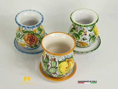 Scolaposate in Ceramica di Caltagirone ornato con frutta