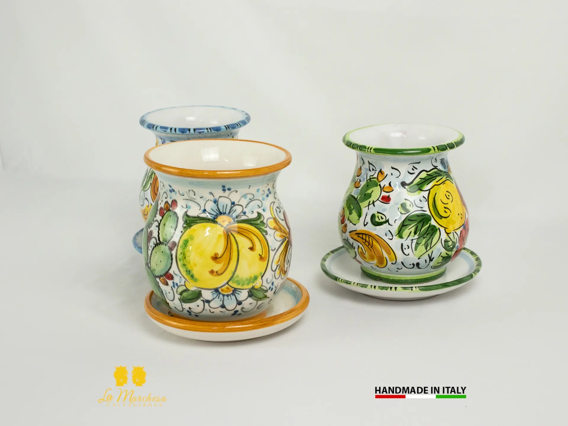 Scolaposate in Ceramica di Caltagirone ornato con frutta