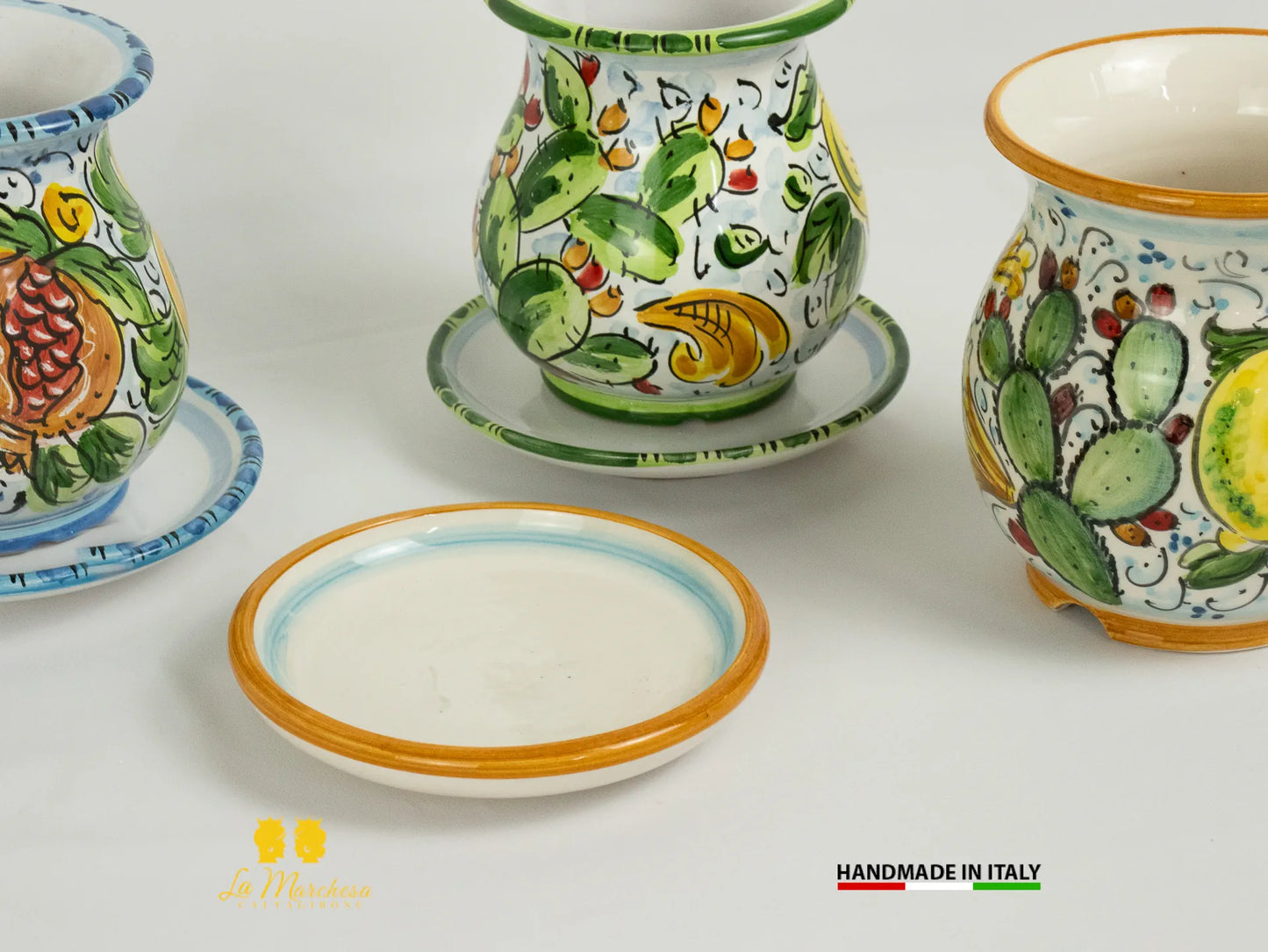 Scolaposate in Ceramica di Caltagirone ornato con frutta