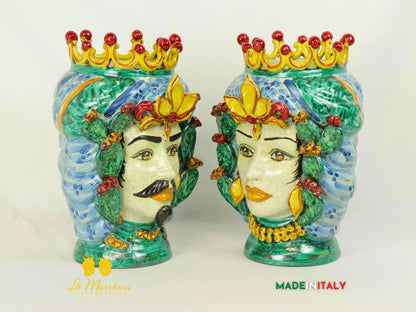 Teste di Moro in Ceramica di Caltagirone Fichi D'india H31 (4)