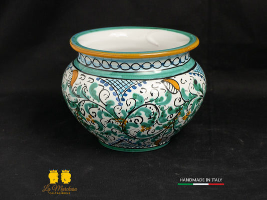 Vaso Portavaso in Ceramica di Caltagirone Barocco 600 verde rame L16