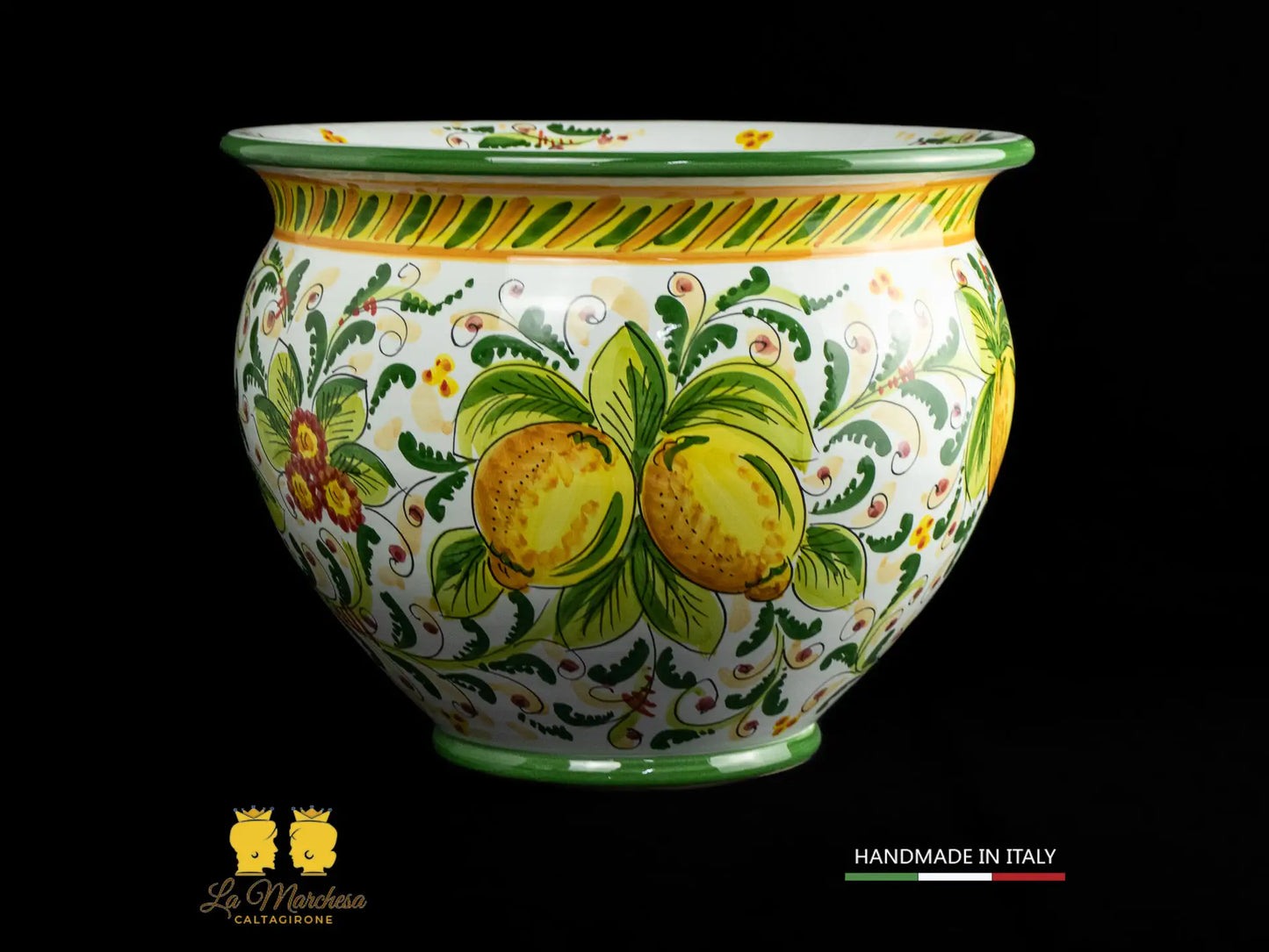 Portavaso Vaso in Ceramica di Caltagirone 600 verde limoni L42