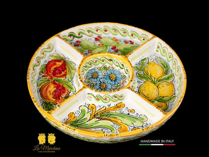 Antipastiera Ceramica di Caltagirone tonda 5 scomparti