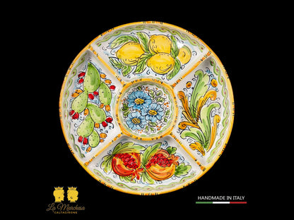 Antipastiera Ceramica di Caltagirone tonda 5 scomparti