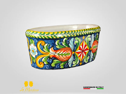 Fioriera da esterno in Ceramica di Caltagirone ovale 32cm - Decorazioni Assortite