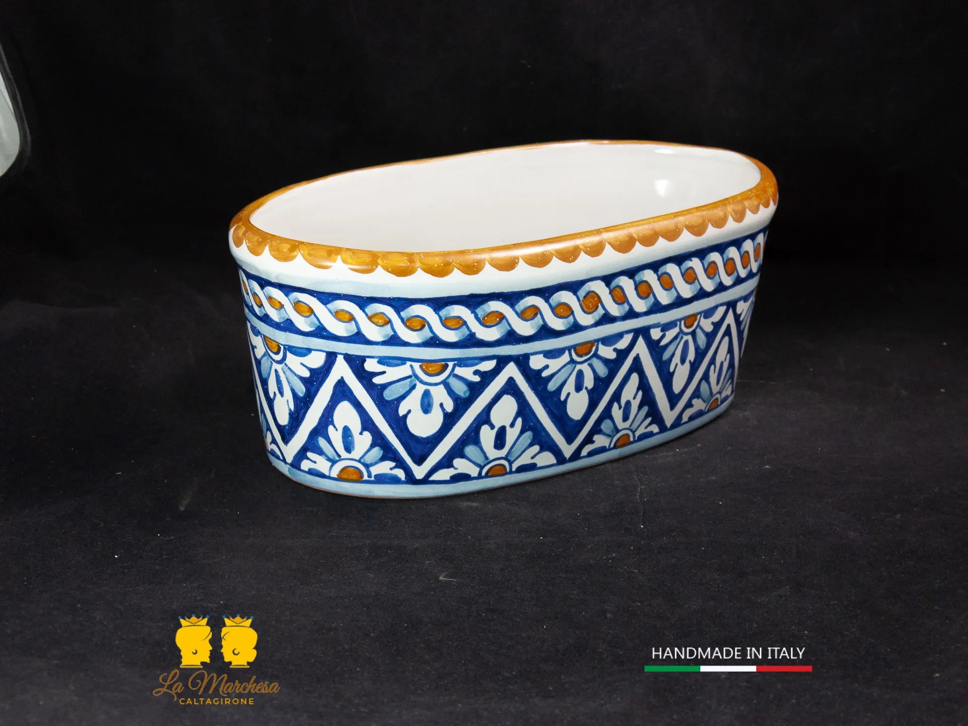 Fioriera da esterno in Ceramica di Caltagirone ovale 32cm - Decorazioni Assortite