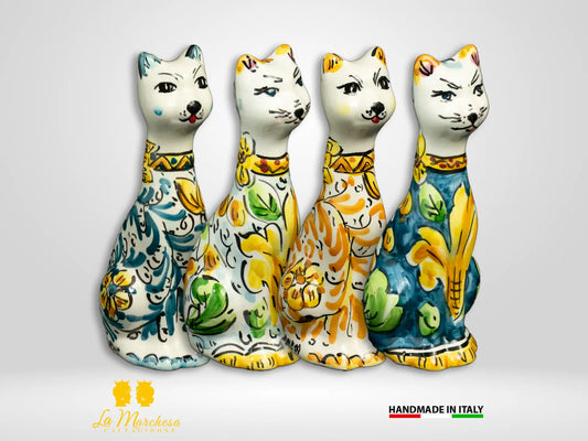 Gatto in Ceramica di Caltagirone vari colori cm15