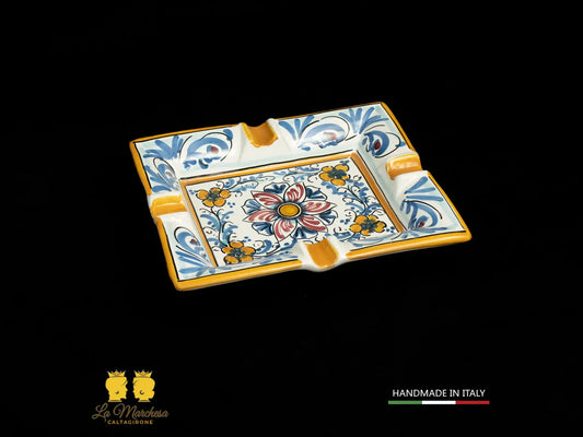 Piattino Svuotatasche ingresso Ceramica di Caltagirone decoro blu antico